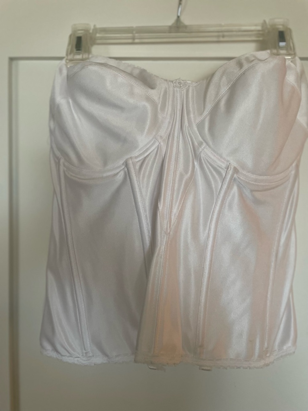 Strapless Satin Longline Bustier in White